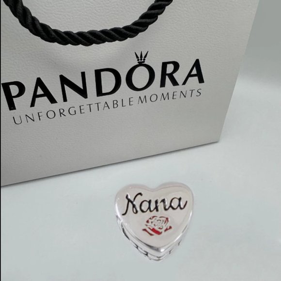 Pandora Nana Heart Charm Bead S925 ALE Silver Bracelet Pendant with box - Picture 1 of 7